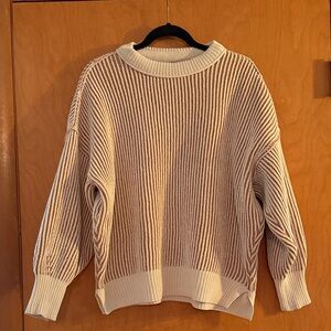 Aerie Beige and Cream Ribbed Sweater